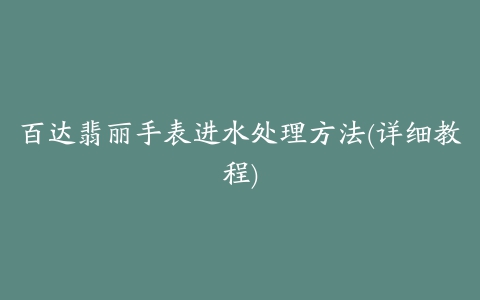 百达翡丽手表进水处理方法(详细教程)