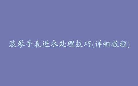 浪琴手表进水处理技巧(详细教程)