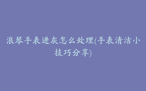 浪琴手表进灰怎么处理(手表清洁小技巧分享)