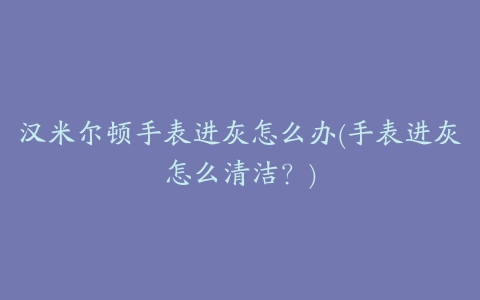 汉米尔顿手表进灰怎么办(手表进灰怎么清洁？)