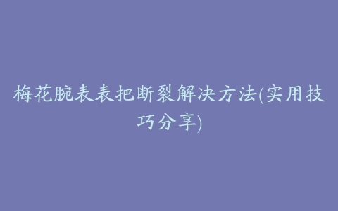 梅花腕表表把断裂解决方法(实用技巧分享)