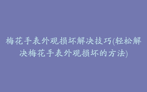 梅花手表外观损坏解决技巧(轻松解决梅花手表外观损坏的方法)