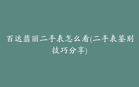 百达翡丽二手表怎么看(二手表鉴别技巧分享)