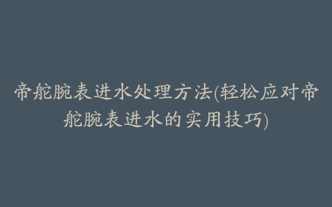 帝舵腕表进水处理方法(轻松应对帝舵腕表进水的实用技巧)