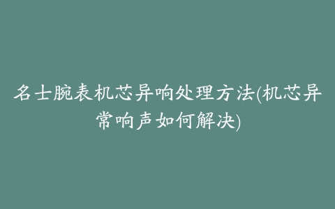 名士腕表机芯异响处理方法(机芯异常响声如何解决)