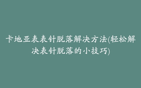 卡地亚表表针脱落解决方法(轻松解决表针脱落的小技巧)