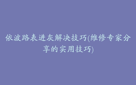 依波路表进灰解决技巧(维修专家分享的实用技巧)