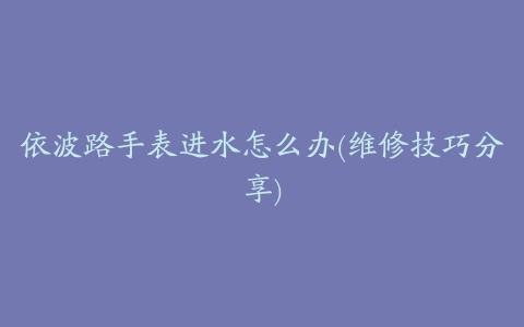 依波路手表进水怎么办(维修技巧分享)