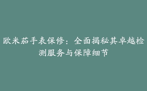 欧米茄手表保修：全面揭秘其卓越检测服务与保障细节