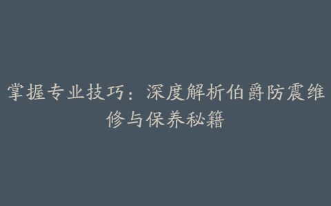 掌握专业技巧：深度解析伯爵防震维修与保养秘籍