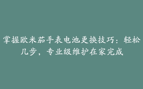 掌握欧米茄手表电池更换技巧：轻松几步，专业级维护在家完成