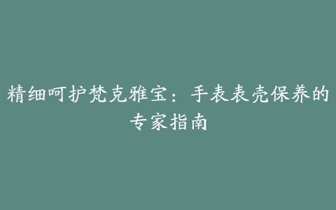 精细呵护梵克雅宝：手表表壳保养的专家指南