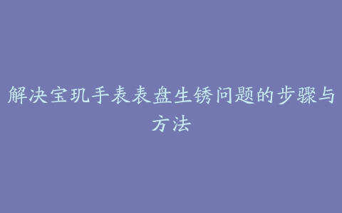 解决宝玑手表表盘生锈问题的步骤与方法