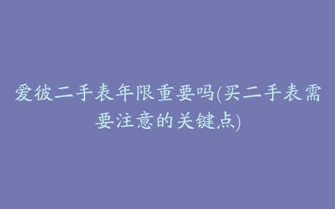 爱彼二手表年限重要吗(买二手表需要注意的关键点)