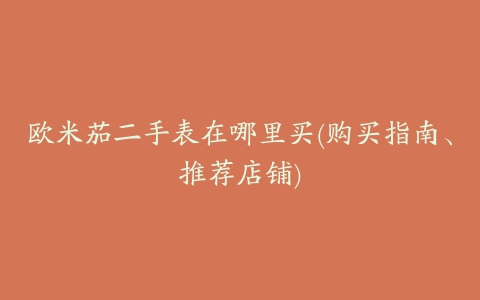 欧米茄二手表在哪里买(购买指南、推荐店铺)