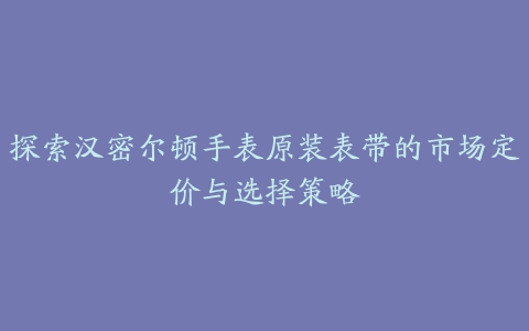 探索汉密尔顿手表原装表带的市场定价与选择策略