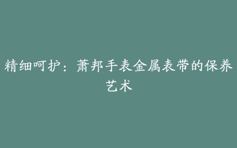 精细呵护：萧邦手表金属表带的保养艺术