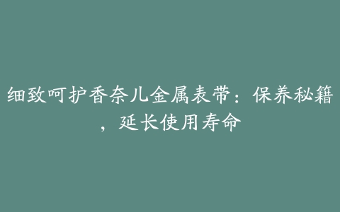 细致呵护香奈儿金属表带：保养秘籍，延长使用寿命