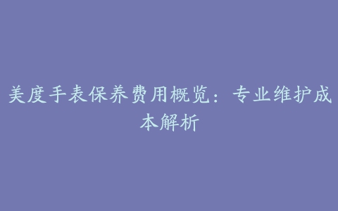 美度手表保养费用概览：专业维护成本解析