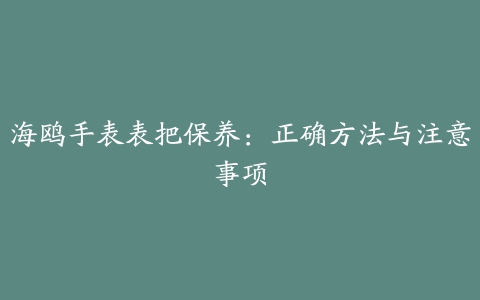 海鸥手表表把保养：正确方法与注意事项