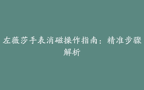 左薇莎手表消磁操作指南：精准步骤解析