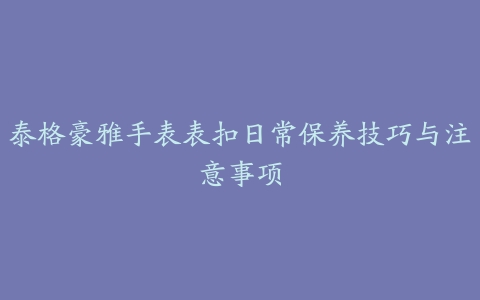 泰格豪雅手表表扣日常保养技巧与注意事项