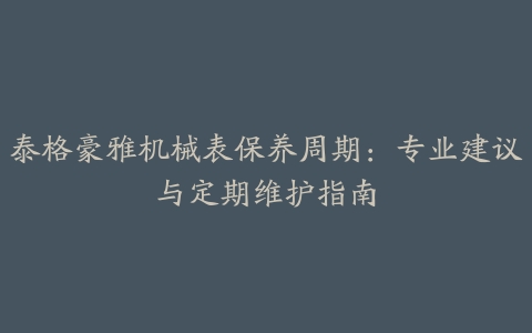 泰格豪雅机械表保养周期：专业建议与定期维护指南