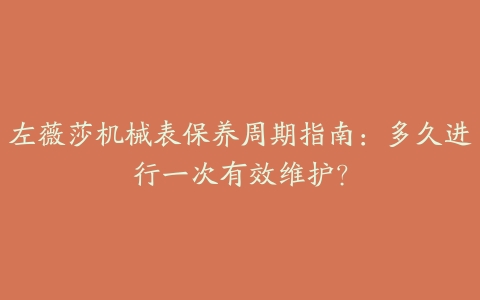 左薇莎机械表保养周期指南：多久进行一次有效维护？